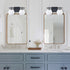Modern Black Two Globe Vanity Light Milky Glass